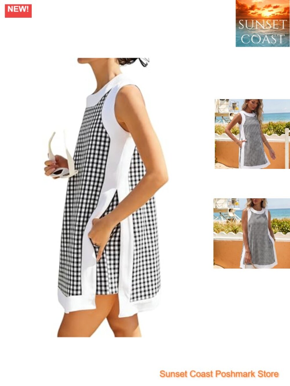 Two Piece Matching Shorts Set Sleeveless Tank Top Gingham Check Summer Outfit